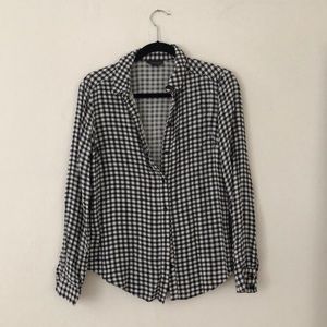 Black and white checked button up